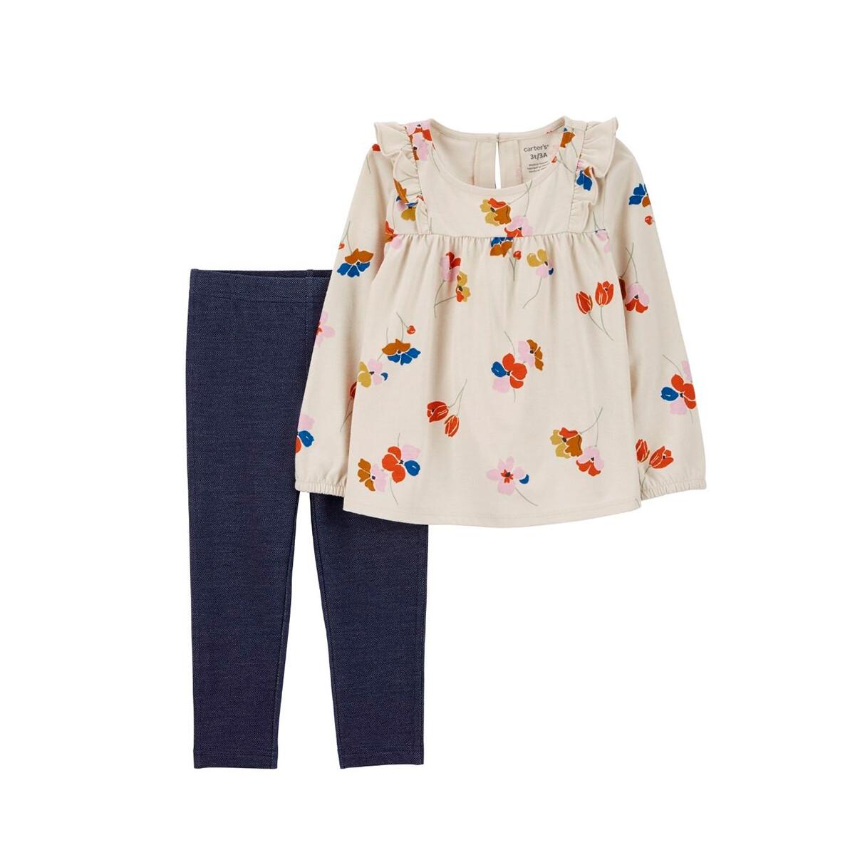 Conjunto Carters 2 Piezas Calza y Blusa Floral 2P829510 - BEIGE-AZUL 