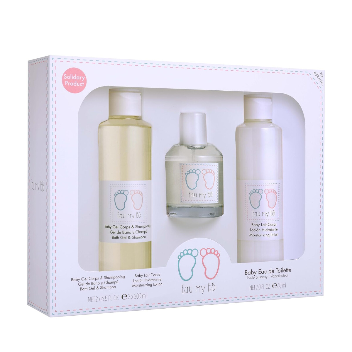 Air-Val International Estuche de Regalo Eau My BB - Gel de Baño 200ml + Body Lotion 200ml + Natural Spray 60ml - Infantil 