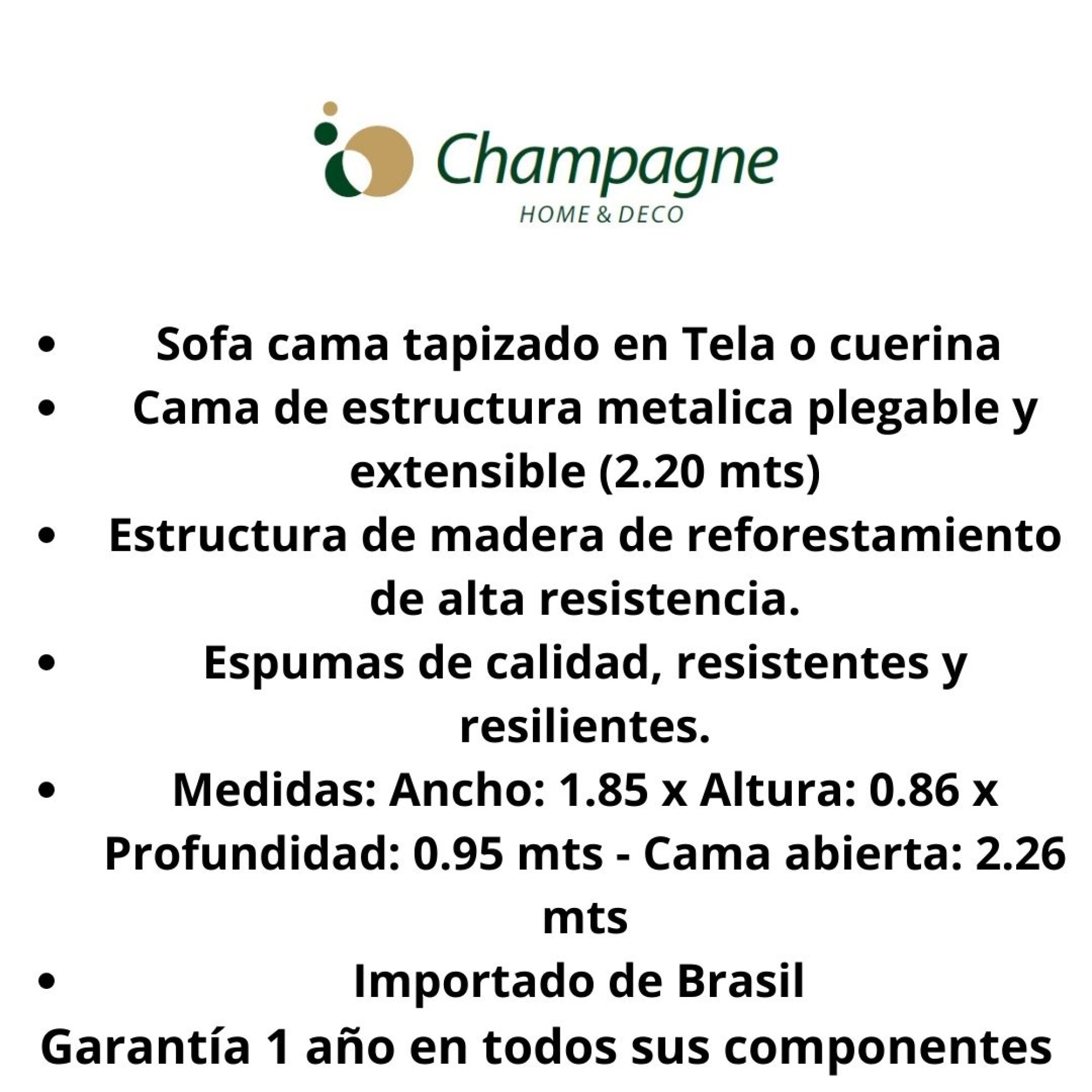 SOFA CAMA 2 PLAZAS - TELA BEIGE — Champagne Home & Deco