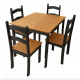 Juego de Comedor Mesa + 4 Sillas color Madera con NEGRO Juego de Comedor Mesa + 4 Sillas color Madera con NEGRO