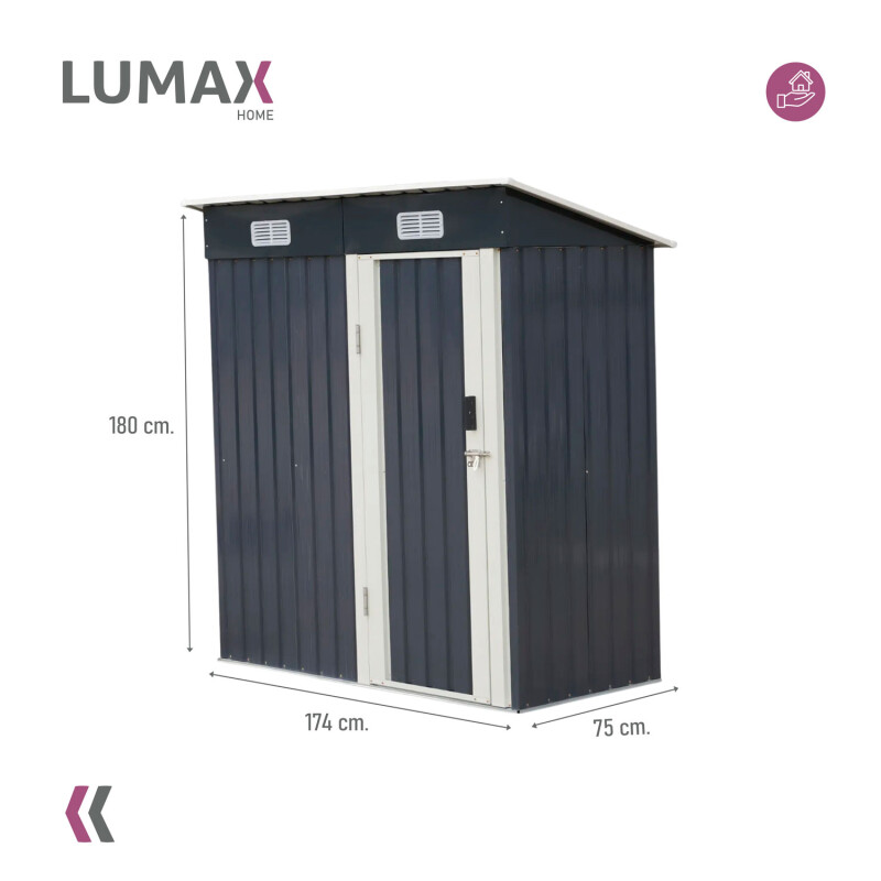 Caseta Galpon Jardin Lumax Devon Gris Oscuro 180x174x75 Caseta Galpon Jardin Lumax Devon Gris Oscuro 180x174x75