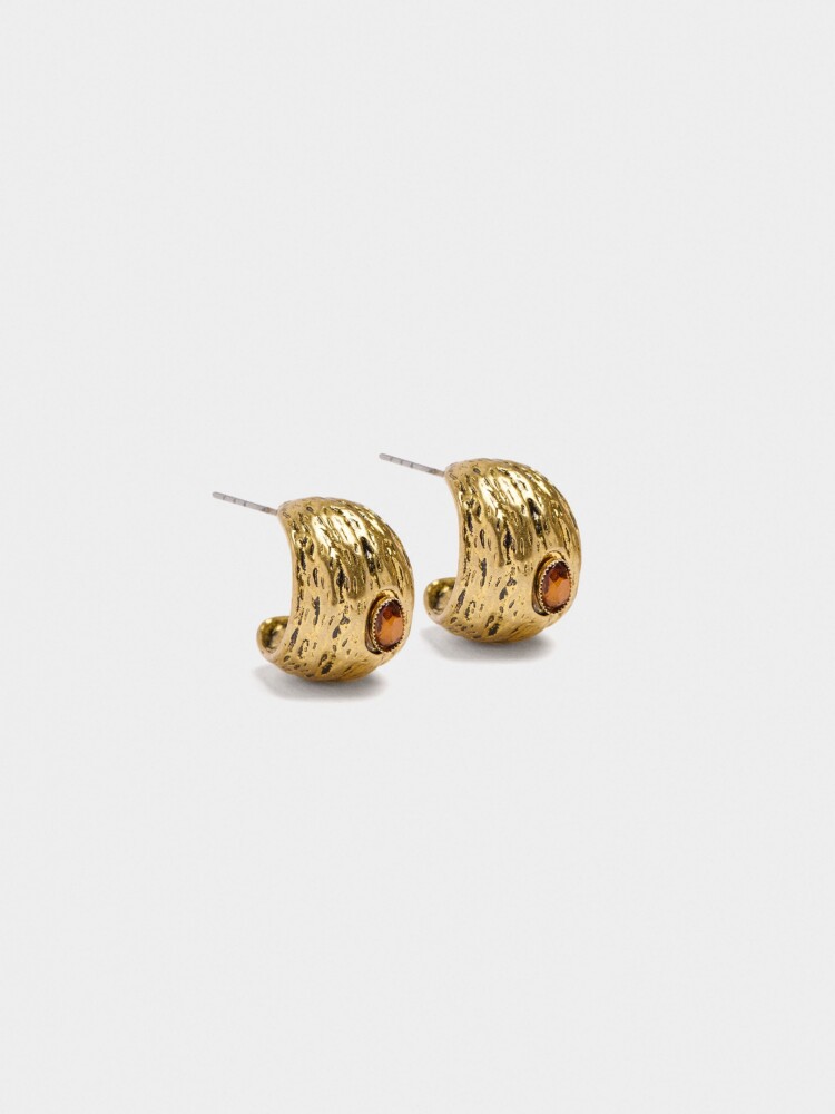 Aros Largos Con Cristal marron
