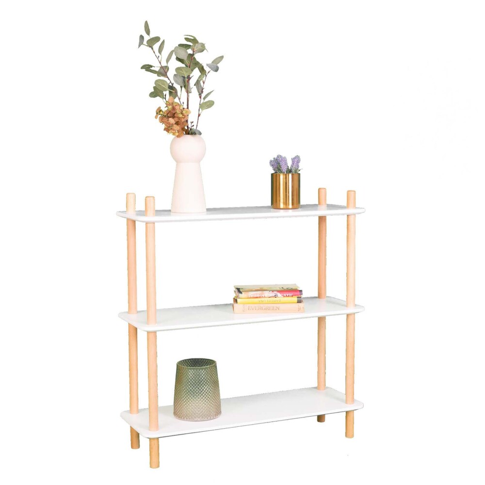 BIBLIOTECA SOFT MDF-Y-MADERA BLANCO 3 ESTANTES