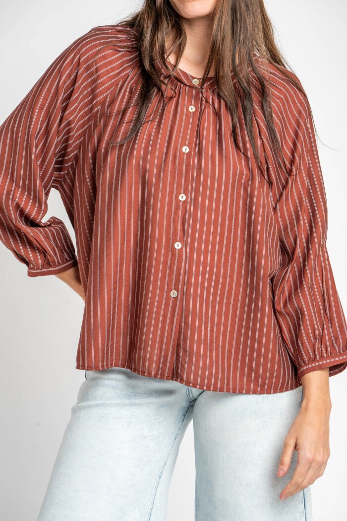 Blusa A Rayas Chocolate