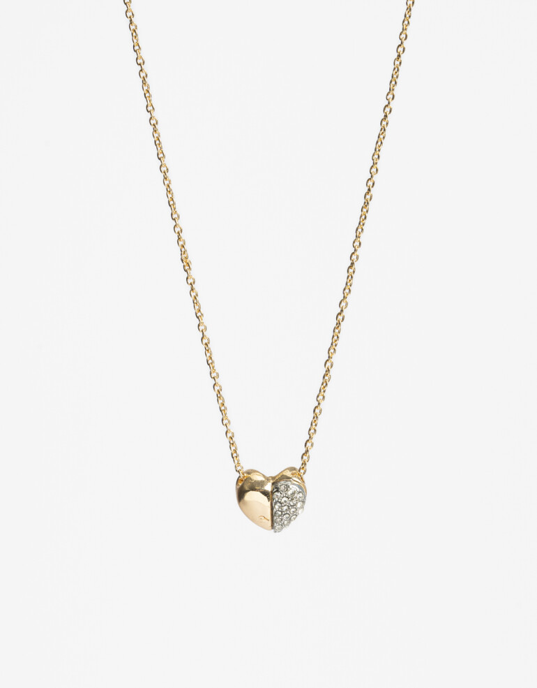 Cadena Corta con Dije Metal Collar Corazón Metal Biplating - Dorado