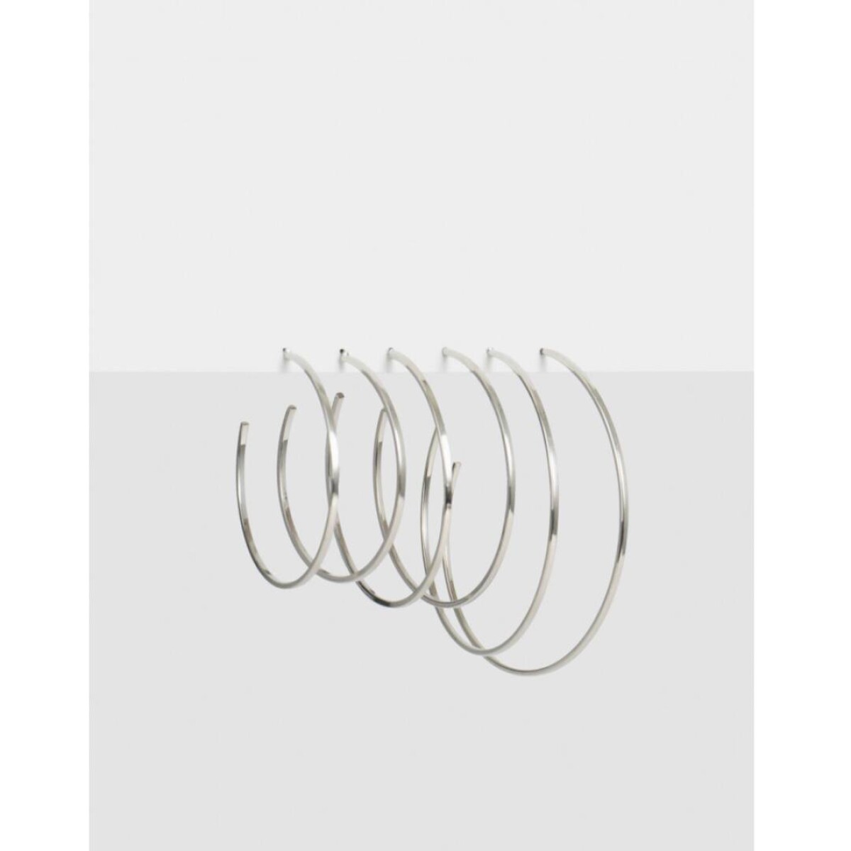 Set De Argollas De Metal - Plateado 