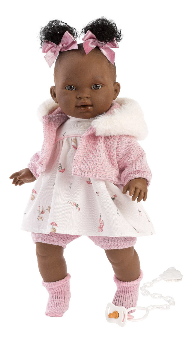 Llorens Muñeca Diara Morena Vestido Blanco Chupete 