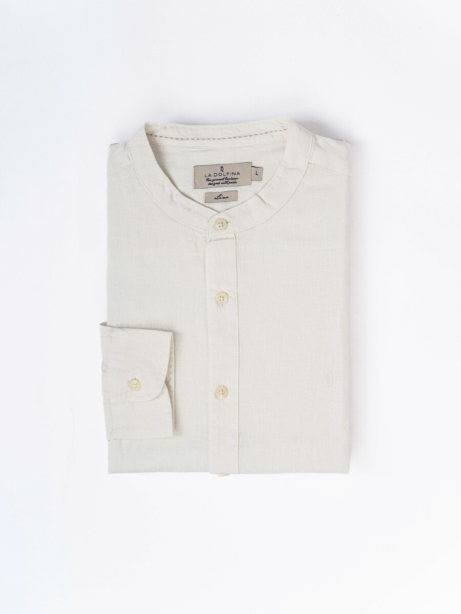Camisa m/l lino lisa - blanco 