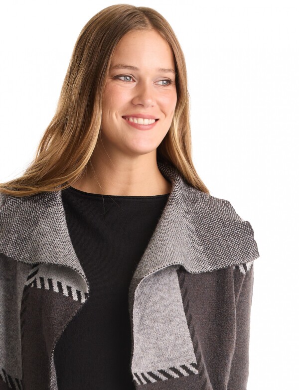 Cardigan Largo Patchwork NEGRO/GRIS