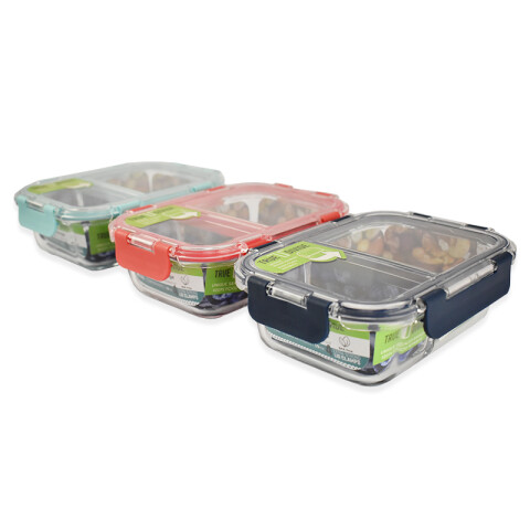 Recipiente p/vianda de vidrio con división 560ml TV0536