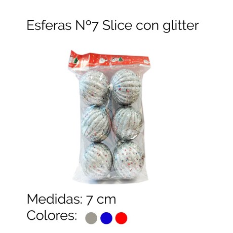 Esferas #7 Slice Con Glitter X6 Unica