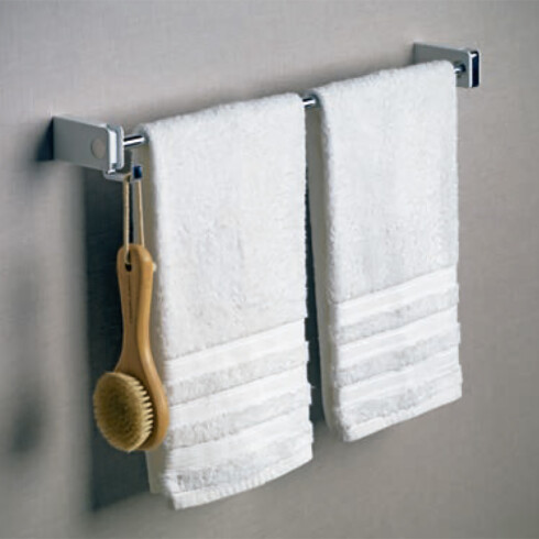 TOALLERO BARRAL RECTO CON PERCHA DOBLE METAL BAI CROMO