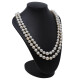 Collar perlas de cultivo dos vueltas con broche oro 18k blanco, brillantes y esmeraldas Collar perlas de cultivo dos vueltas con broche oro 18k blanco, brillantes y esmeraldas