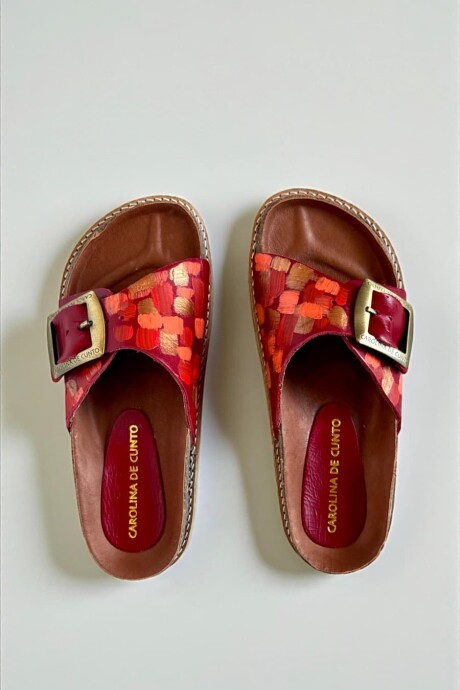 Sandalias KIRA Línea Ottenta Rojas Con Arte Pintado A Mano Sandalias KIRA Línea Ottenta Rojas Con Arte Pintado A Mano