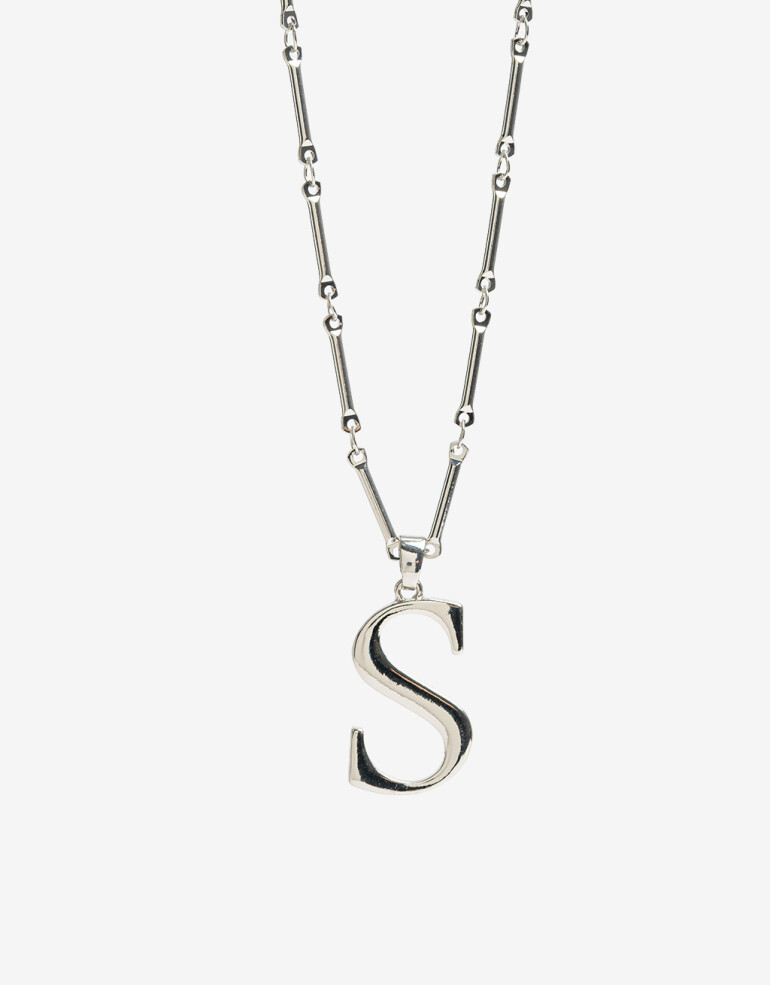 Collares Largos Metal Collar Largo Inicial S - Plateado Rodio