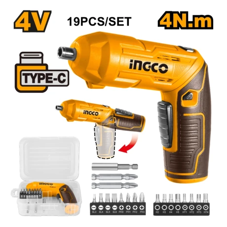 Atornillador a Bateria 4V 4NM C Puntas Mango Ajustable Ingco CSDLI0442 001