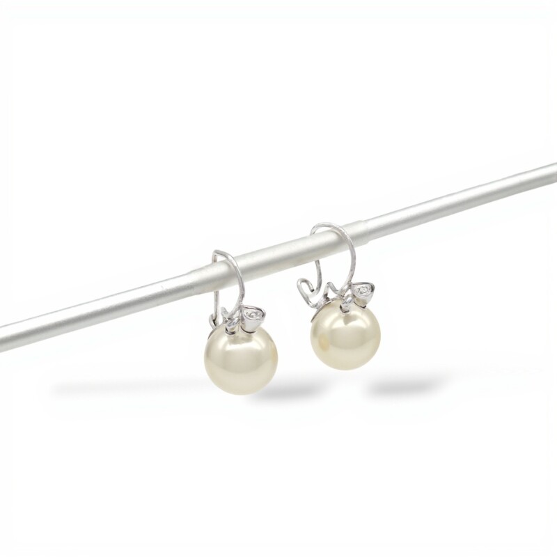 Caravanas Perlas de cultivo-Plata 925-Con Perla y Zirconia-CA3202 conperla