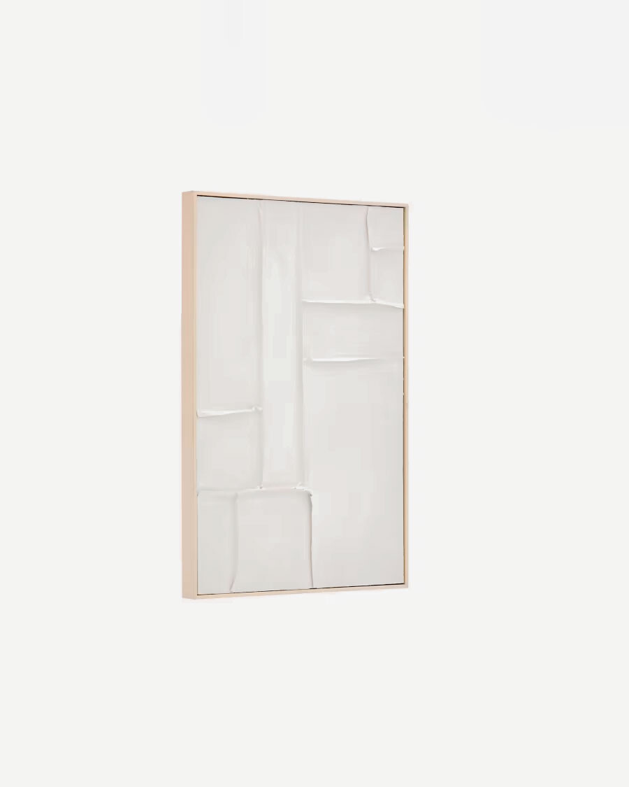 Cuadro Klis de lino con formas geométricas blanco 60 x 90 cm