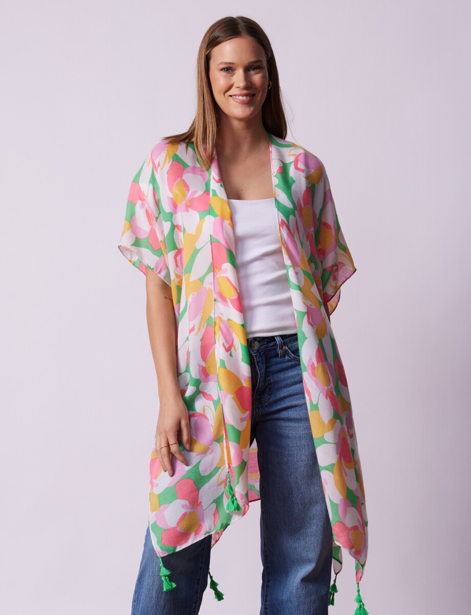 Kimono Printed - Multi/verde 