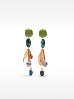 Pendientes Largos Con Piedra Y Resina multicolor