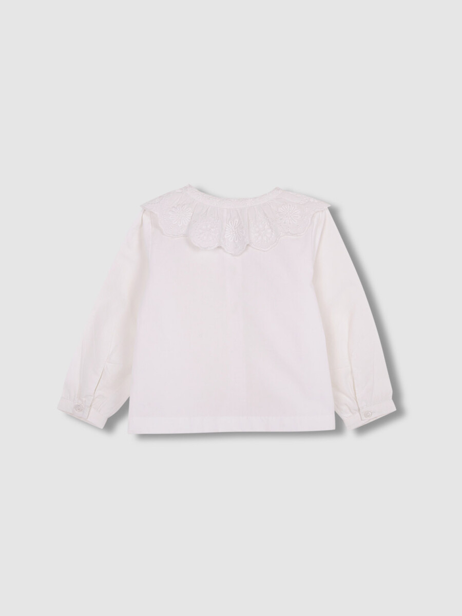Camisa Cuello Bordado Blanco Roto