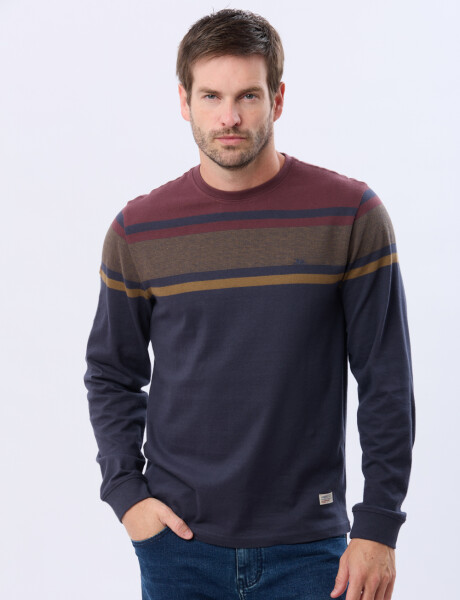 REMERA RAYADA DE ALGODÓN BORDO