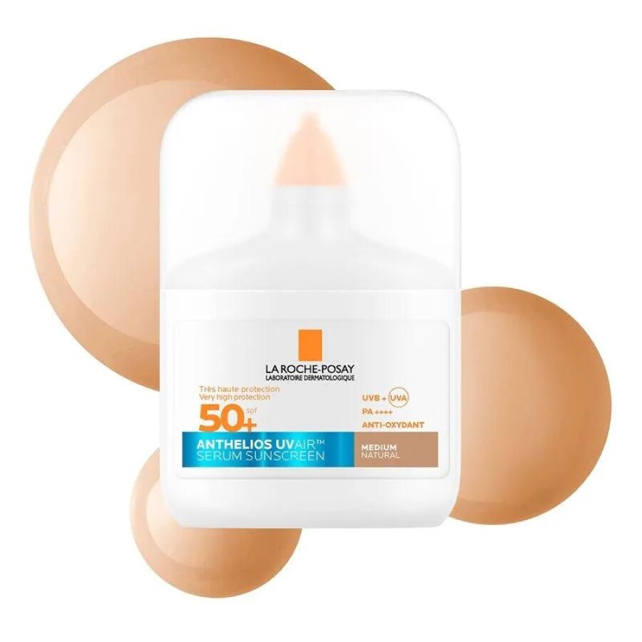 Protector Solar Facial con Color Anthelios UVAir Sérum FPS 50+ Tono Medio Natural 50 ml - La Roche-Posay Protector Solar Facial con Color Anthelios UVAir Sérum FPS 50+ Tono Medio Natural 50 ml - La Roche-Posay