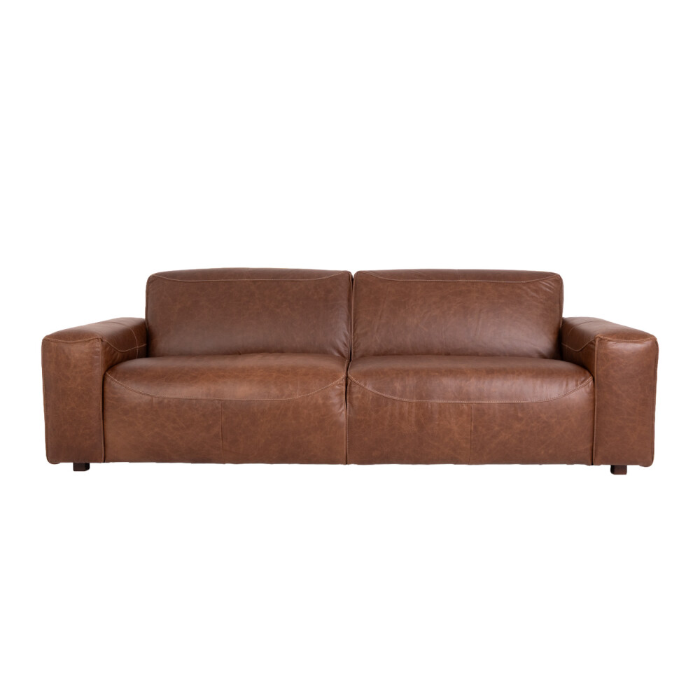 SOFA 3 CUERPOS CUERO-100-NATURAL MARRON PORTO CHOC.