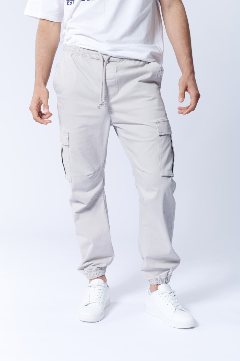 Pantalón Cargo Jogger Gris Claro