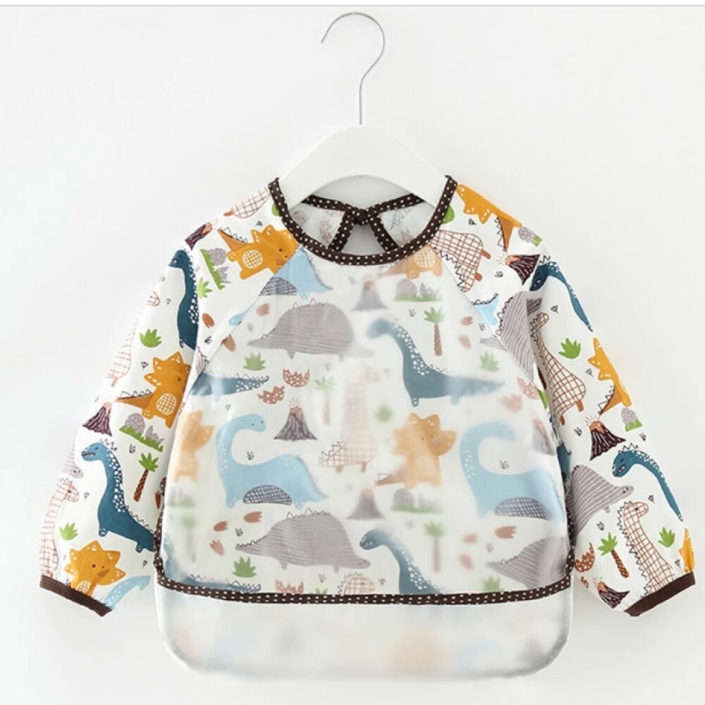 Babero con manga Little Ones Dino Marron