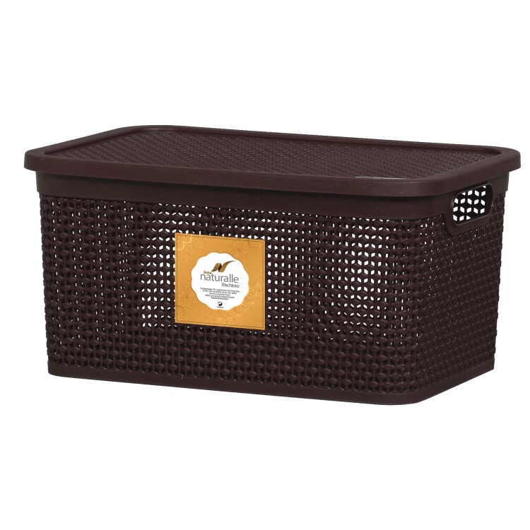 CAJA ORGANIZADORA SIMIL RATTAN 2.5LTS MARRON Sin color