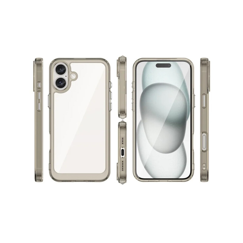 Protector para iPhone 16 bordes color gris Protector Para Iphone 16 Bordes Color Gris