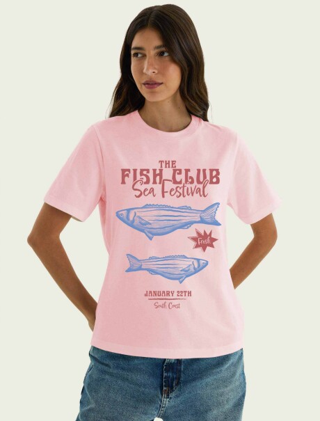 CAMISETA MANGA CORTA CON ESTAMPA - BLANCO ROSA