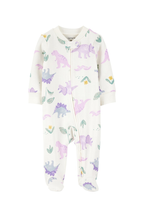 Pijama una pieza de algodón, con pie, diseño dinos Sin color