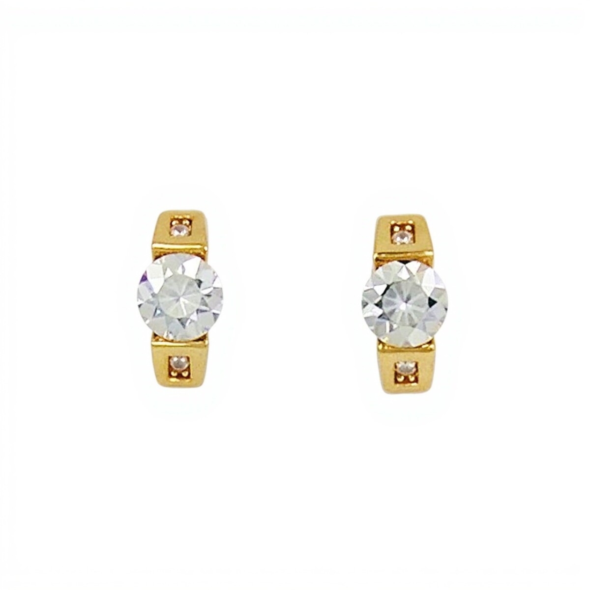 Caravanas Barras de oro - Oro bajo - Zirconia - CA8135 - conpiedra 