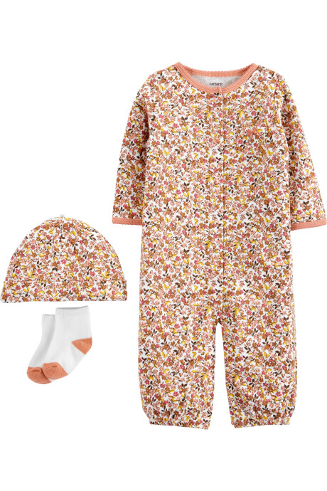 Set tres piezas pijama con gorro y medias de algodón 0