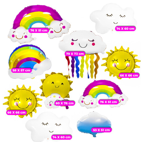 Set Globos Metalicos N10 Nubes / Sol 10 pcs + Cinta Set Globos Metalicos N10 Nubes / Sol 10 pcs + Cinta