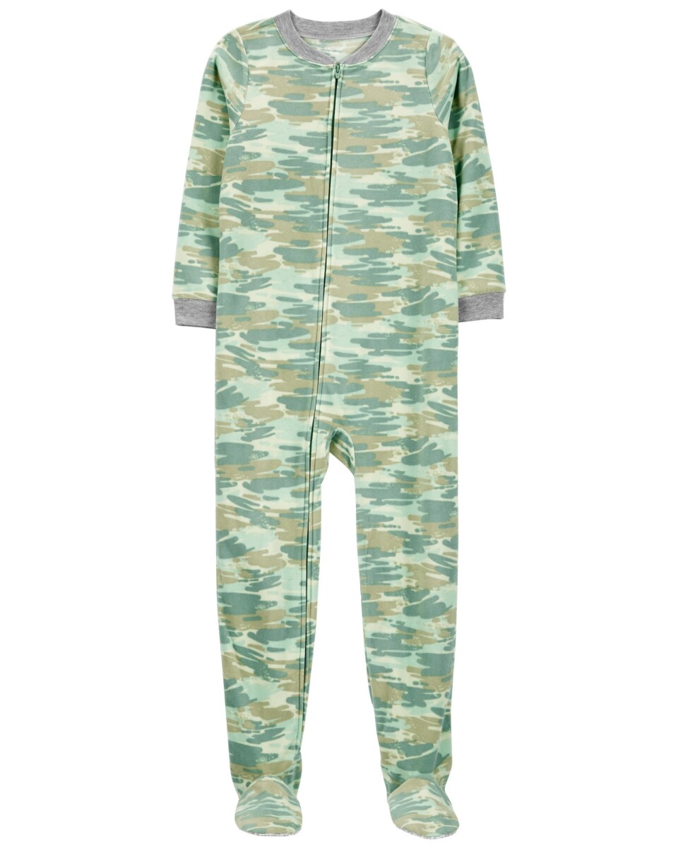 Pijama una pieza de micropolar, con pie, diseño camuflado 