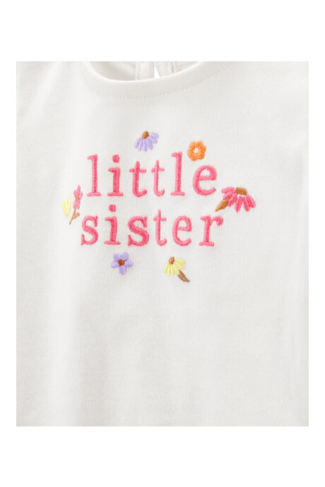 Set dos piezas de algodón, pantalón y body, diseño floral Set dos piezas de algodón, pantalón y body, diseño floral