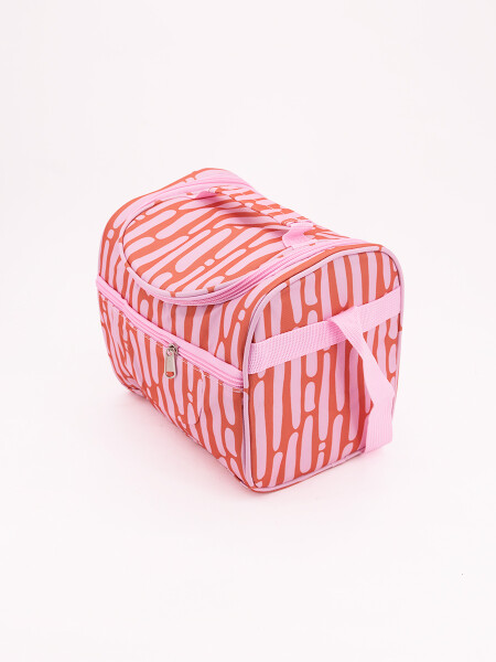 LUNCHERA RAYAS DOBLE CIERRE NARANJA