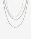 Collares Cortos Metal Collar Multicadenas - Plateado Rodio