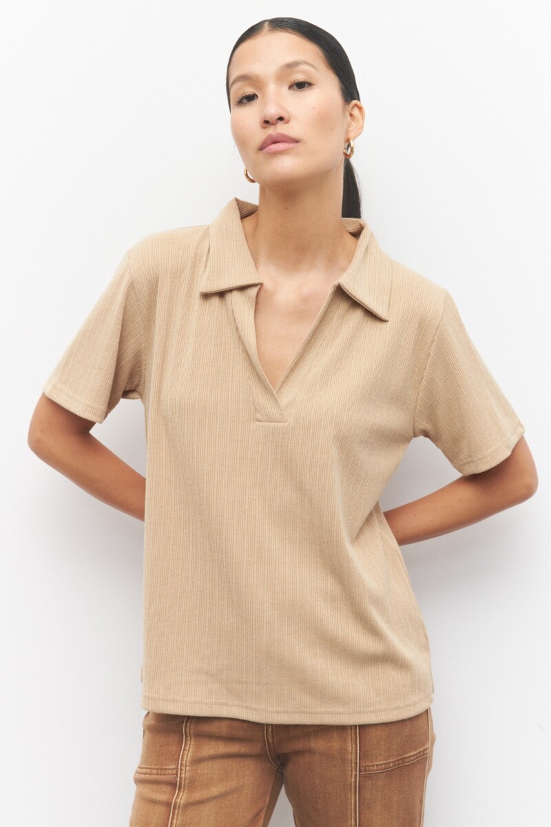 REMERA POLO Beige Melange