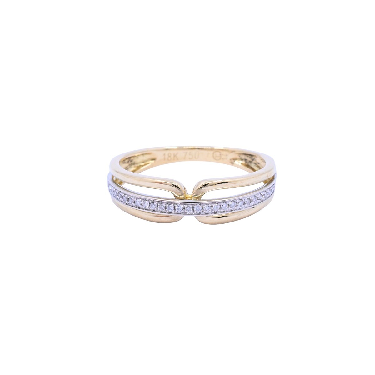 Anillo oro 18k 2 tonos con brillantes. 