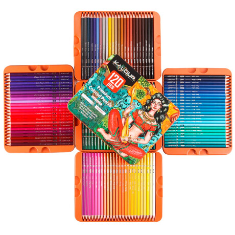 Lata Con 120 Lapices De Colores Artísticos Kalour Lata Con 120 Lapices De Colores Artísticos Kalour