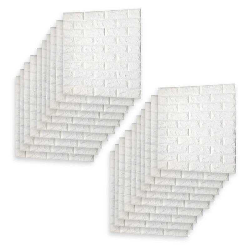 20 Placas Revestimiento Pared Autoadhesiva 70x77cm Promo X20 Blanco