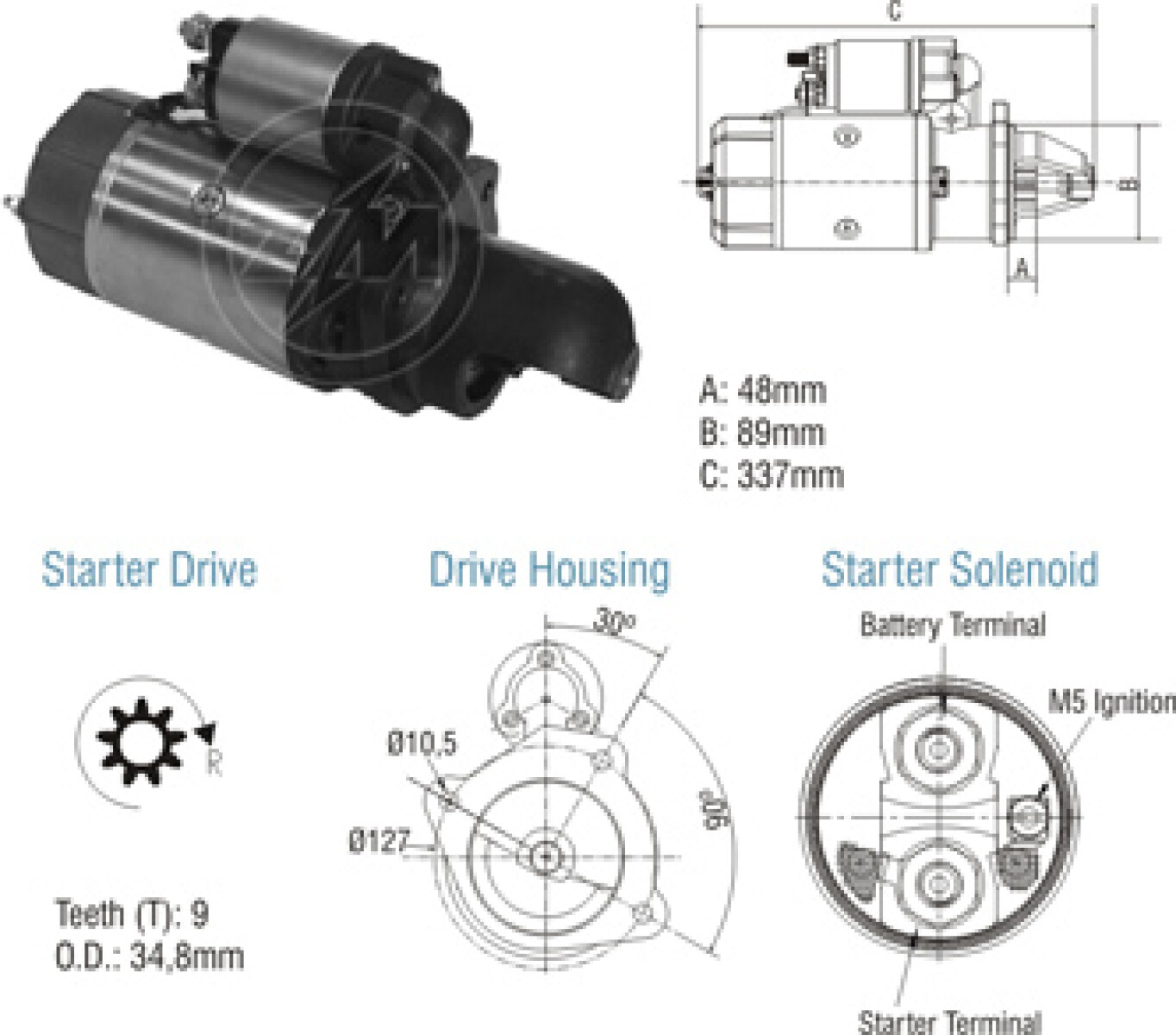 ARRANQUE MERCEDES BENZ TRUCK JF BOSCH 12V=AMB.12V ZM 