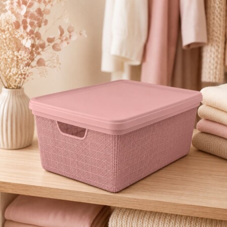 Caja organizadora Simil Rattan 5 litros Rosado Caja organizadora Simil Rattan 5 litros Rosado