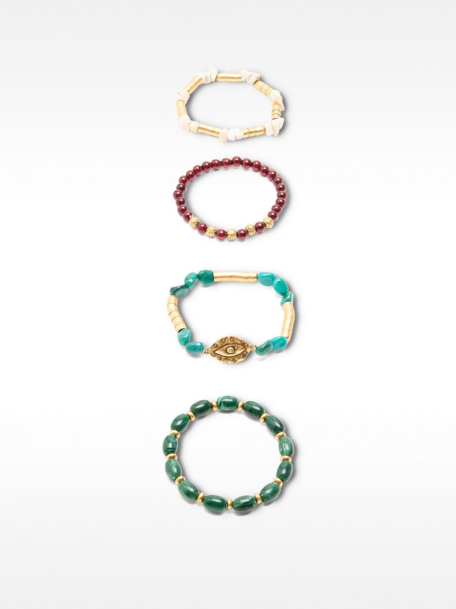 Set De Pulseras Efecto Piedra multicolor