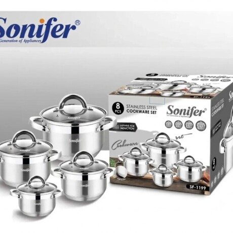 Batería De Cocina Sonifer 8 Piezas Acero Inox Inducción Batería De Cocina Sonifer 8 Piezas Acero Inox Inducción