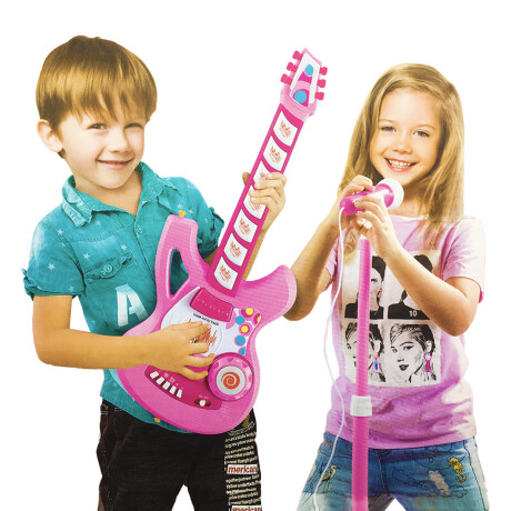 Guitarra Eléctrica Con Micrófono Para Niños Y Niñas Rosa